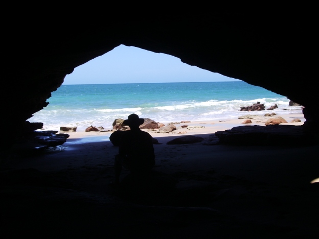 view of sea from cave outside Broome